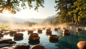 Klangbad - kleine Naturpool mit Klangschalen