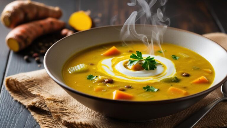 Linsen-Gemüse-Suppe mit Kurkuma