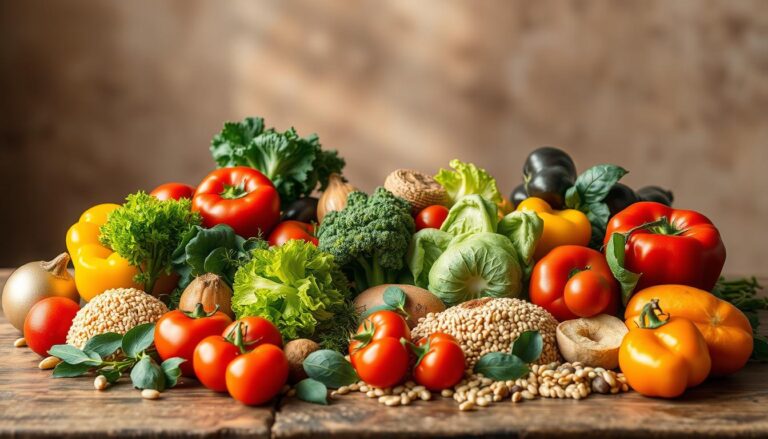 pflanzliche Lebensmittel - Salate, Gemüse, Nüsse
