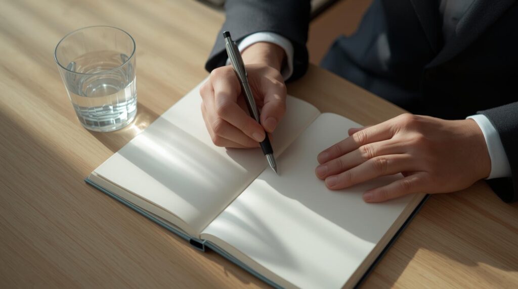 Bewusste Selbstreflektion - Gedanken im Notizbuch erfassen